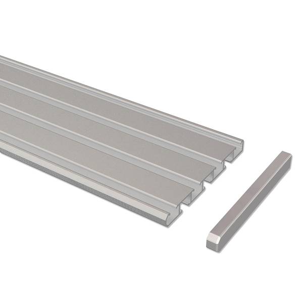 Kombischiene Nybro 3-4-läufig Aluminium - Silbergrau - Breite: 180 cm