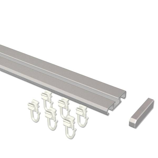 Kombischiene Husby 1-2-läufig Aluminium - Silbergrau - Breite: 420 cm