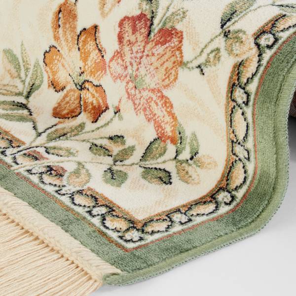 Kurzflorteppich Oriental Flowers Viskose / Baumwolle - Grün - 160 x 230 cm