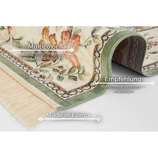 Kurzflorteppich Oriental Flowers Viskose / Baumwolle - Grün - 160 x 230 cm