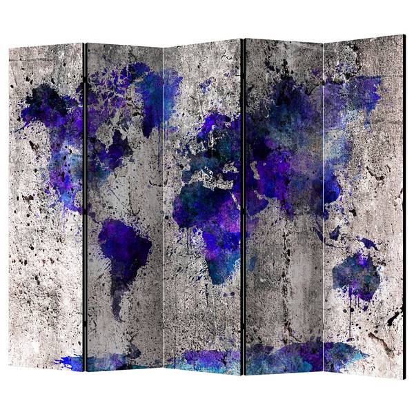 Kamerscherm Map Ink Blots II (5-delig) vlies/grenenhout - paars