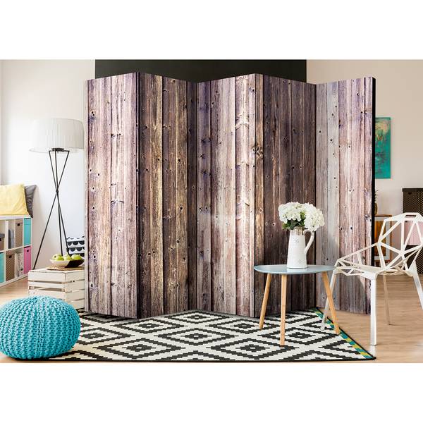 Paravent Wooden Charm II (5-teilig) Vlies / Kiefer - Braun