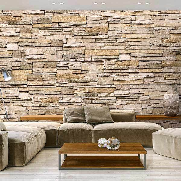 Papier peint en intissé Decorative Stone Papier peint en intissé premium - Beige - 350 x 245 cm