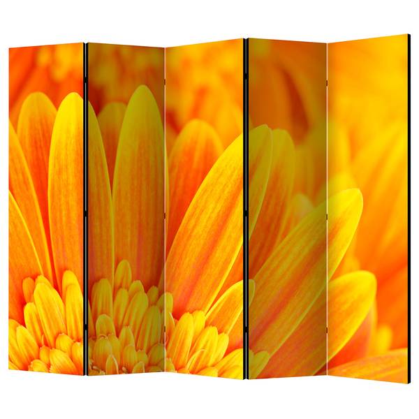 Paravent Yellow Gerbera Daisies II Intissé / Pin - Jaune