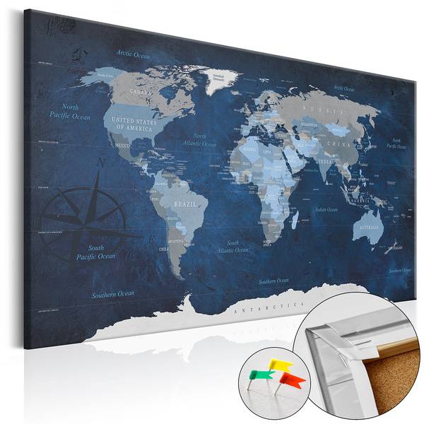 Tableau déco en liège Dark Blue World Liège - bleu - 120 x 80 cm