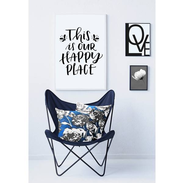 Kussensloop Evelyn katoen/linnen - blauw/wit