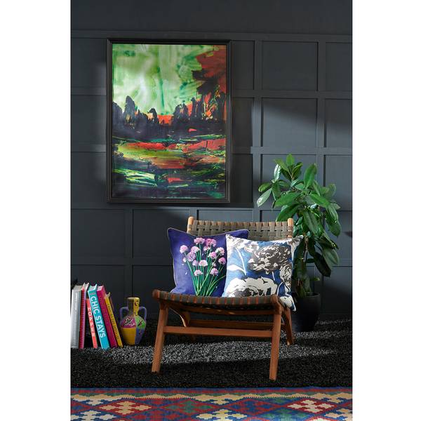 Kussensloop Evelyn katoen/linnen - blauw/wit