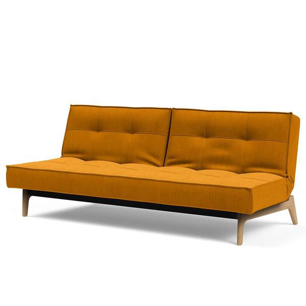 Schlafsofa Splitback Eik Webstoff - Webstoff Elegance: Burned Curry - Eiche Hell