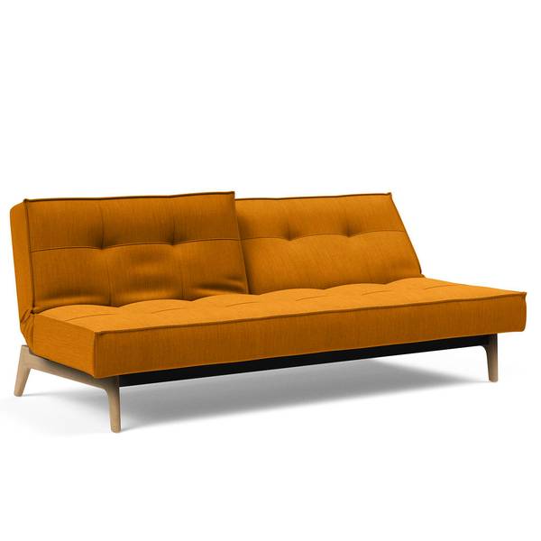 Schlafsofa Splitback Eik Webstoff - Webstoff Elegance: Burned Curry - Eiche Hell