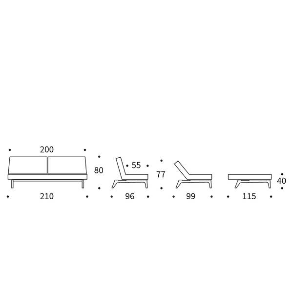 Schlafsofa Splitback Eik Webstoff - Webstoff Elegance: Burned Curry - Eiche Hell