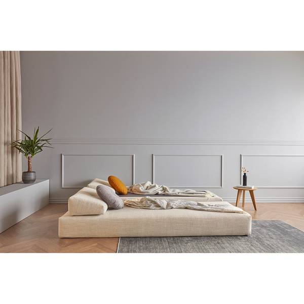 Schlafsofa Sigmund Webstoff - Webstoff Kenya: Gravel - Eiche Hell