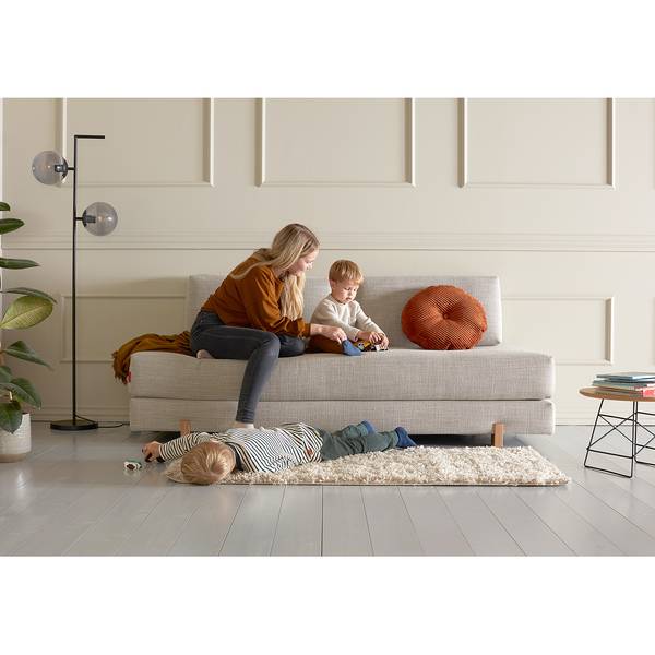 Schlafsofa Sigmund Webstoff - Webstoff Kenya: Gravel - Eiche Hell