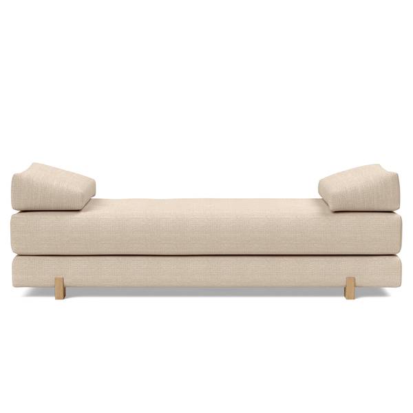 Schlafsofa Sigmund Webstoff - Webstoff Kenya: Gravel - Eiche Hell