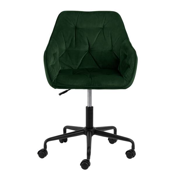 Bürostuhl Magrin Samt / Eisen - Samt Vilda: Dunkelgrün