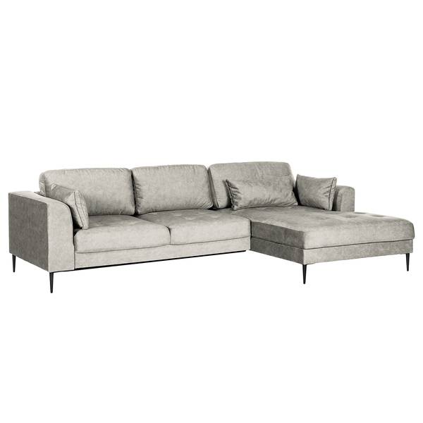 Ecksofa GAILLON mit Longchair Microfaser Cori: Hellgrau - Longchair davorstehend rechts