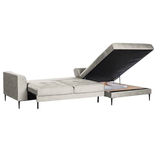 Ecksofa GAILLON mit Longchair Microfaser Cori: Hellgrau - Longchair davorstehend rechts