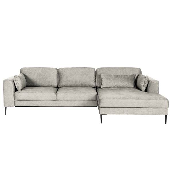 Ecksofa GAILLON mit Longchair Microfaser Cori: Hellgrau - Longchair davorstehend rechts