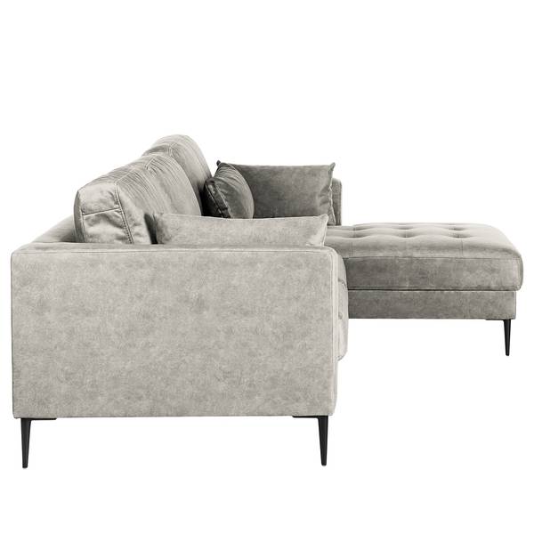 Ecksofa GAILLON mit Longchair Microfaser Cori: Hellgrau - Longchair davorstehend rechts