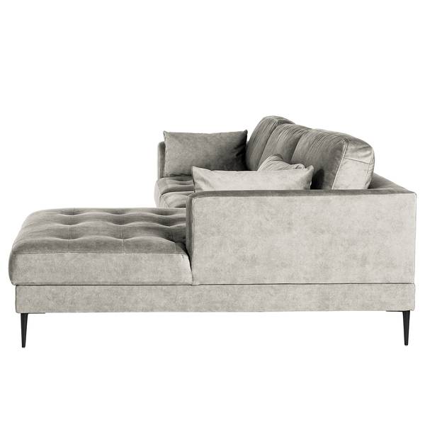 Ecksofa GAILLON mit Longchair Microfaser Cori: Hellgrau - Longchair davorstehend rechts