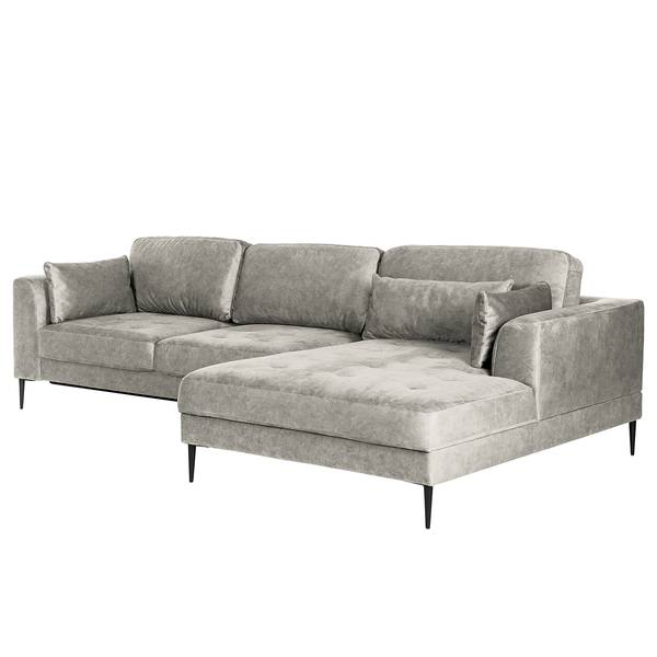 Ecksofa GAILLON mit Longchair Microfaser Cori: Hellgrau - Longchair davorstehend rechts