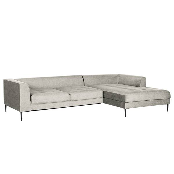 Ecksofa GAILLON mit Longchair Microfaser Cori: Hellgrau - Longchair davorstehend rechts