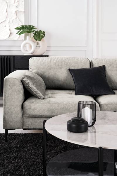 Ecksofa GAILLON mit Longchair Microfaser Cori: Hellgrau - Longchair davorstehend rechts