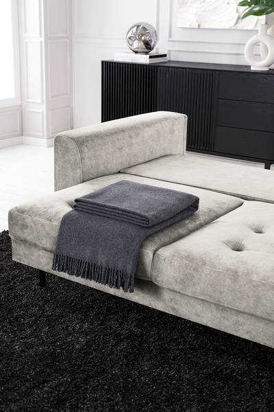 Ecksofa GAILLON mit Longchair Microfaser Cori: Hellgrau - Longchair davorstehend rechts