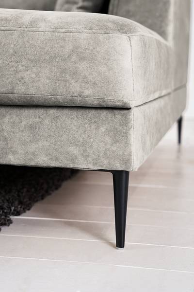 Ecksofa GAILLON mit Longchair Microfaser Cori: Hellgrau - Longchair davorstehend rechts