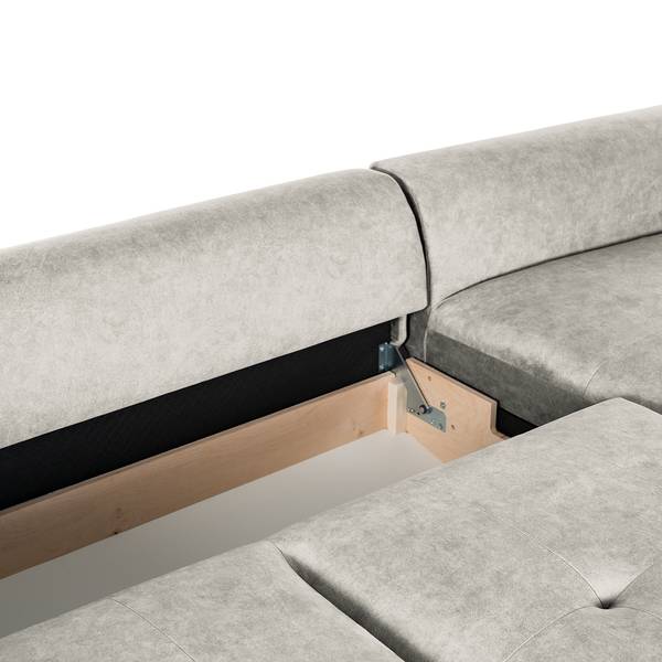 Ecksofa GAILLON mit Longchair Microfaser Cori: Hellgrau - Longchair davorstehend rechts