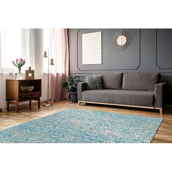 Kurzflorteppich Finish 100 Leder - Türkis - 200 x 290 cm