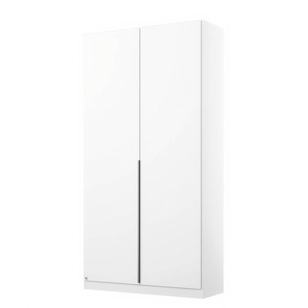 Armoire à portes battantes Alabama Blanc alpin - 91 x 210 cm - Basic - Aluminium - Sans portes miroir