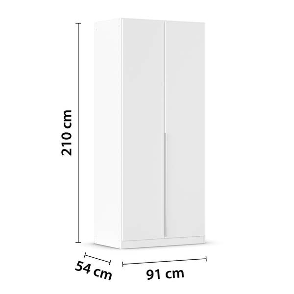 Armoire à portes battantes Alabama Blanc alpin - 91 x 210 cm - Basic - Aluminium - Sans portes miroir