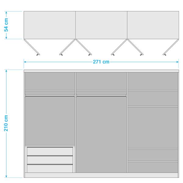 Armoire à portes battantes Alabama Imitation chêne de Sonoma - 271 x 210 cm - Premium - Aluminium - Sans portes miroir