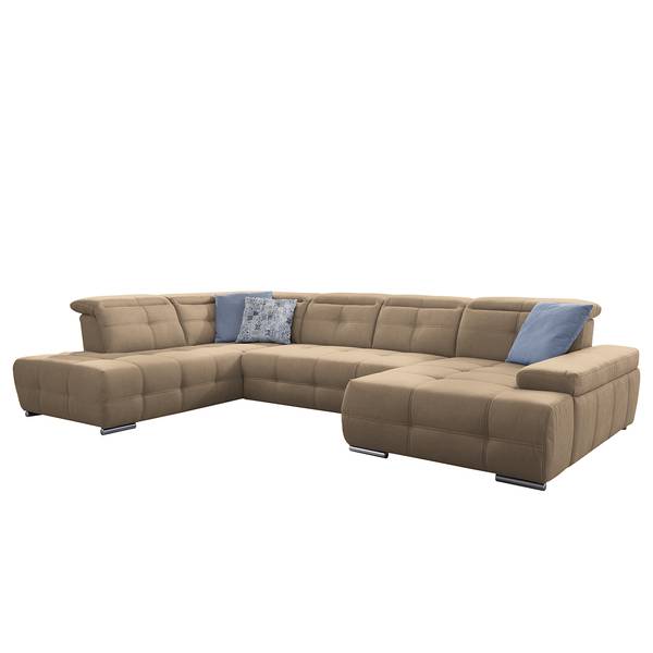 Wohnlandschaft Beutin Flachgewebe - Flachgewebe Olea: Taupe - Ottomane davorstehend links - Mit Schlaffunktion