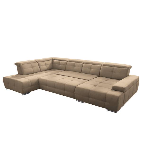 Wohnlandschaft Beutin Flachgewebe - Flachgewebe Olea: Taupe - Ottomane davorstehend links - Mit Schlaffunktion