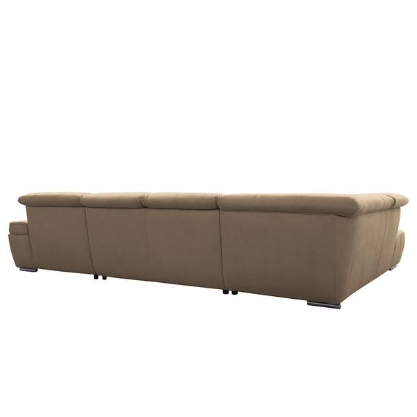 Wohnlandschaft Beutin Flachgewebe - Flachgewebe Olea: Taupe - Ottomane davorstehend links - Mit Schlaffunktion