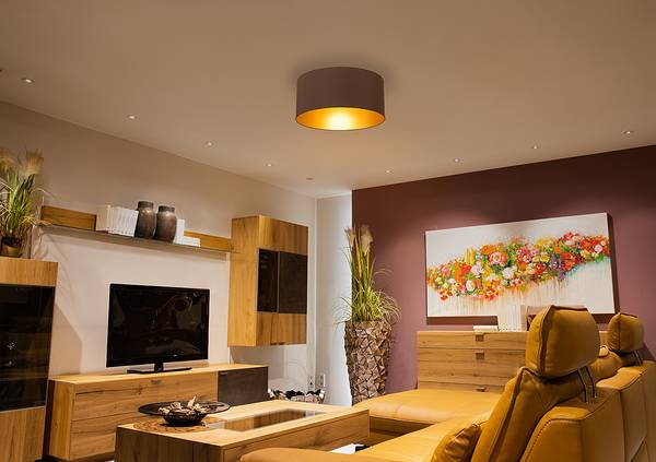 Plafonnier Midas II Marron - Coton - Acier - 55 x 25 x 55 cm