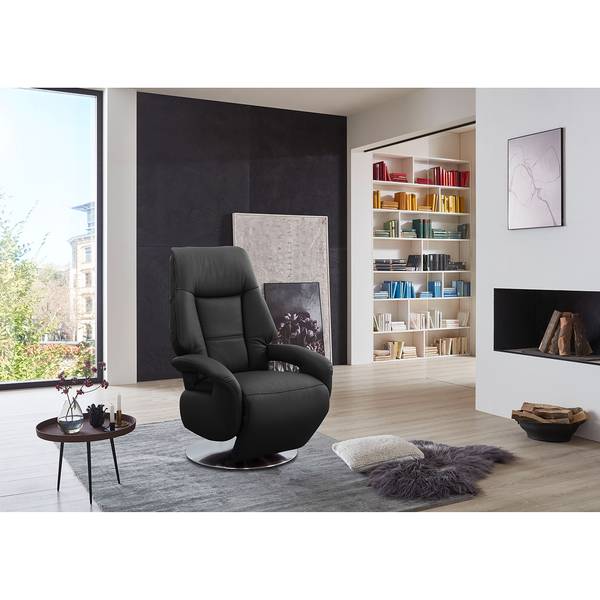 Relaxfauteuil Givors echt leer - echt leer Pua: zwart - relaxfunctie - met opstahulp