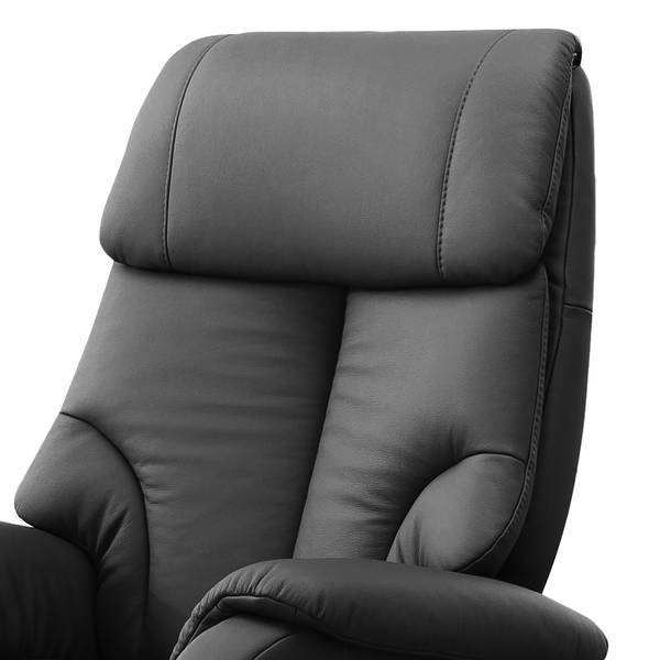 Fauteuil relax Foulbec Cuir véritable - Cuir Pua: Noir - Fonction relaxation