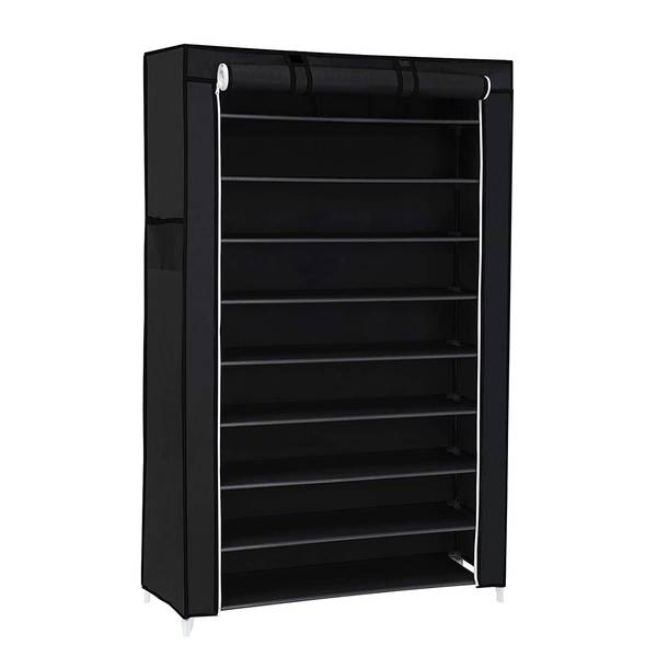 Schuhregal La Flotte Vliesgewebe / Eisen - Schwarz - Breite: 88 cm