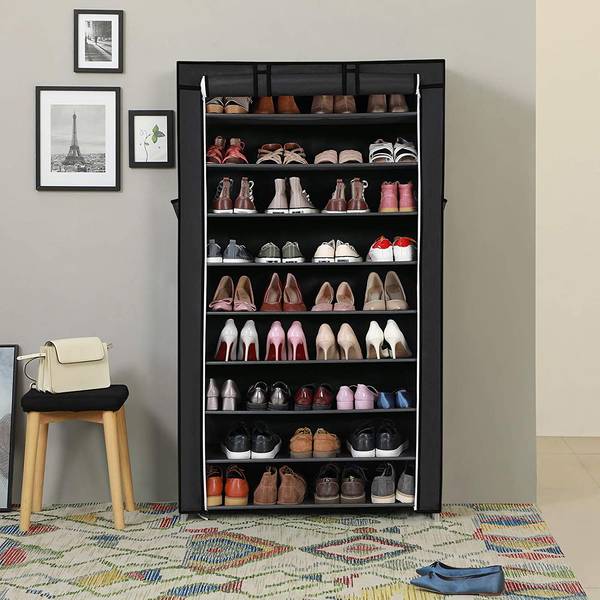 Schuhregal La Flotte Vliesgewebe / Eisen - Schwarz - Breite: 88 cm
