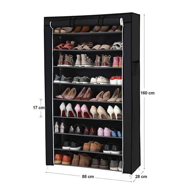 Schuhregal La Flotte Vliesgewebe / Eisen - Schwarz - Breite: 88 cm