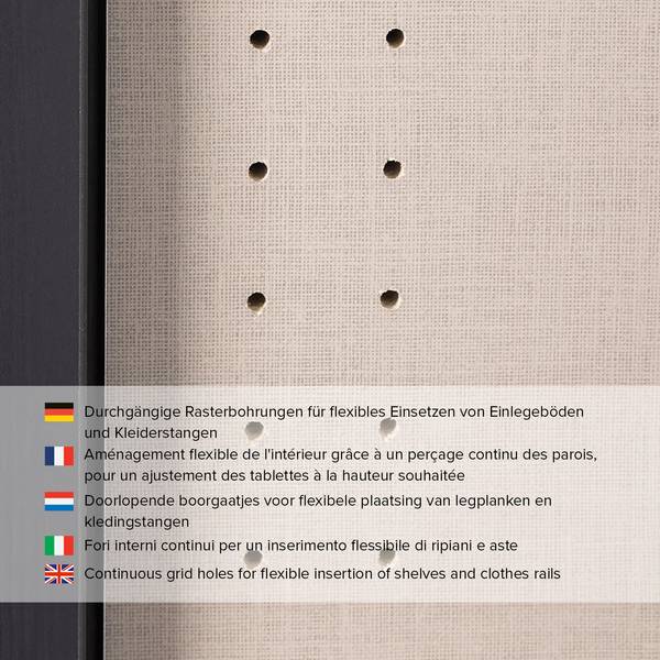 Armoire à portes battantes Alabama Blanc alpin / Gris - 271 x 210 cm - Basic - Aluminium - Sans portes miroir