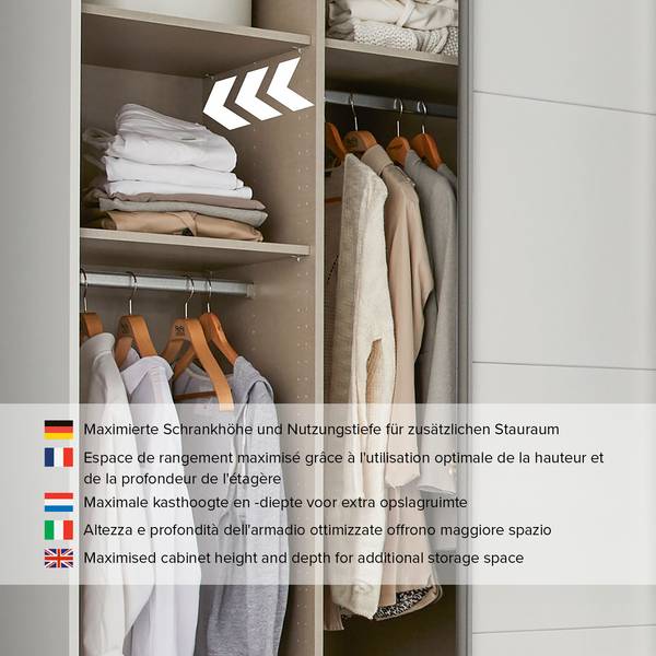 Armoire à portes battantes Alabama Blanc alpin / Gris - 271 x 210 cm - Basic - Aluminium - Sans portes miroir