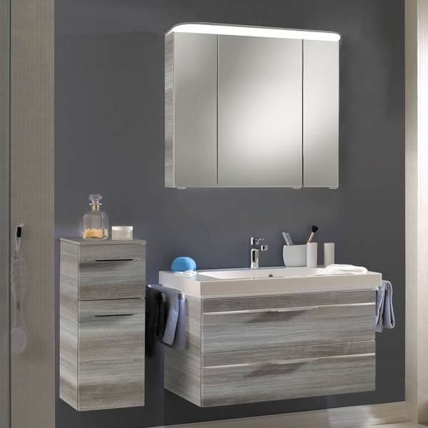 Badezimmerset Balto III (3-teilig) Inklusive Beleuchtung - Graphit - Breite: 137 cm