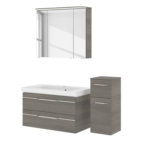 Badezimmerset Balto III (3-teilig) Inklusive Beleuchtung - Graphit - Breite: 137 cm