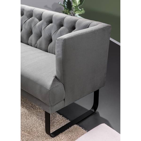 Bank Selda microvezel/ijzer - grijs - Breedte: 212 cm