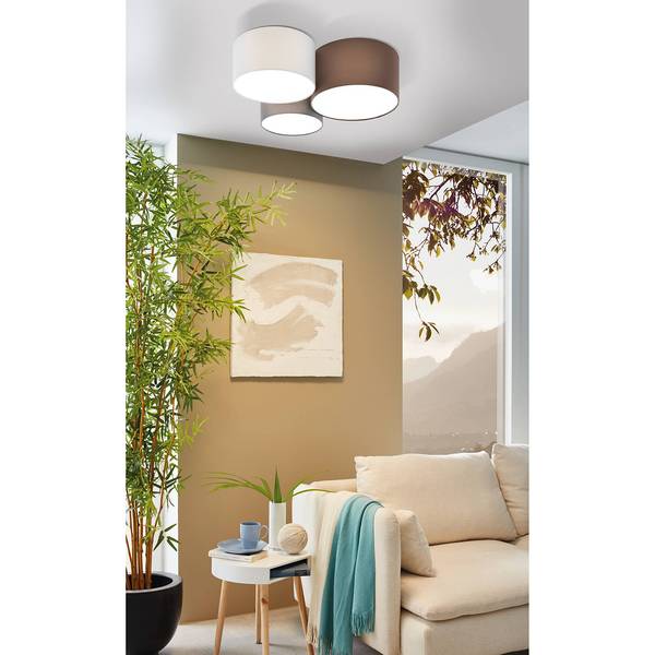 Deckenleuchte Pastore I Leinen / Stahl - 3-flammig