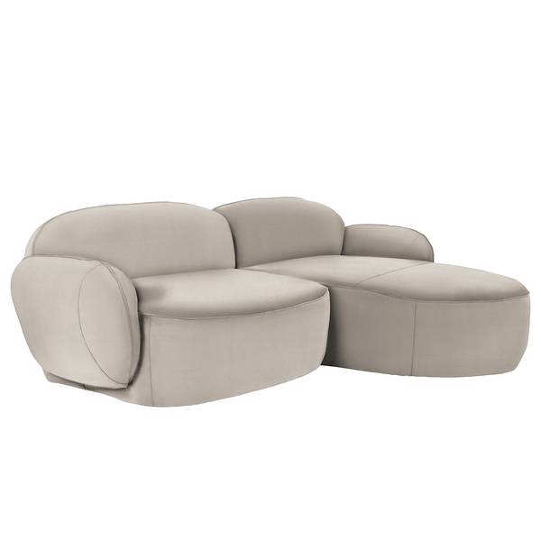 Ecksofa Viborg Flachgewebe - Flachgewebe Meave: Grau - Longchair davorstehend rechts