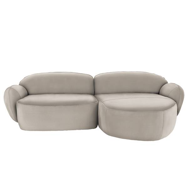 Ecksofa Viborg Flachgewebe - Flachgewebe Meave: Grau - Longchair davorstehend rechts